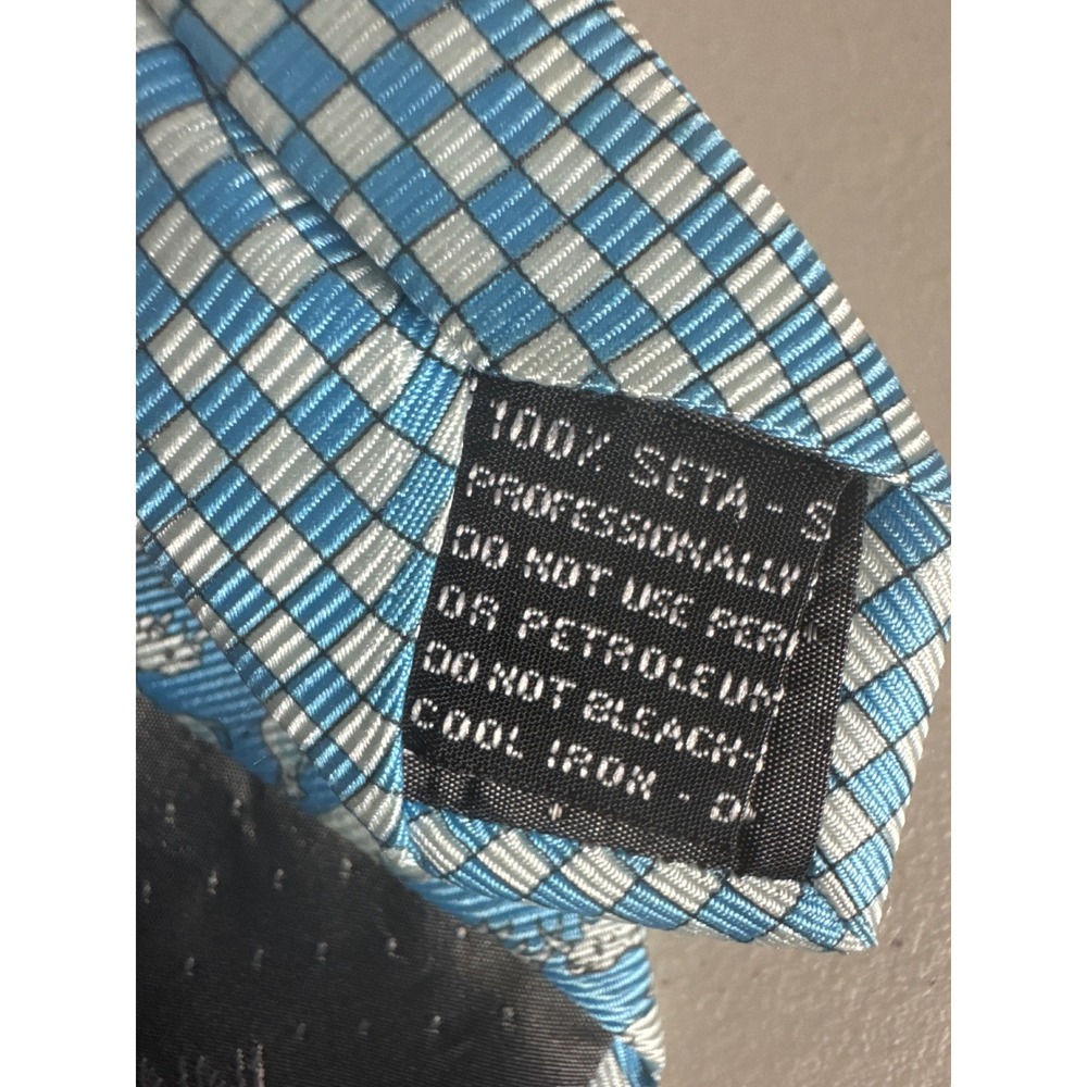 Gianni Versace Mens Silk Tie Light Blue White Rhinoceros Animal Print Italy - Picture 5 of 6